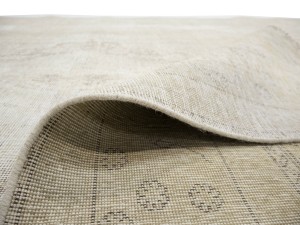 Antique Muted Beige Floral 9'5X12'4 Distressed Vintage Oriental Rug