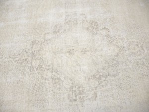 Antique Muted Beige Floral 9'5X12'4 Distressed Vintage Oriental Rug