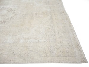 Antique Muted Beige Floral 9'5X12'4 Distressed Vintage Oriental Rug