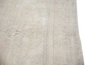 Antique Muted Beige Floral 9'5X12'4 Distressed Vintage Oriental Rug