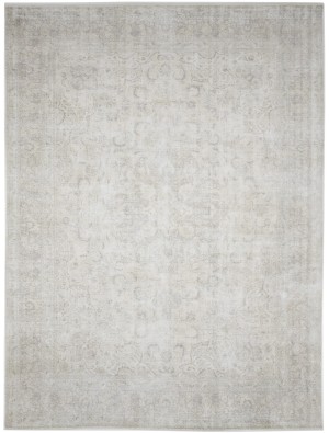 Antique Muted Cream Floral 9'5X12'8 Distressed Vintage Oriental Rug