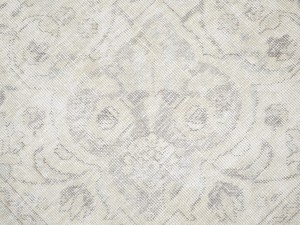 Antique Muted Cream Floral 9'5X12'8 Distressed Vintage Oriental Rug