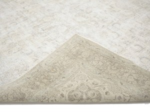 Antique Muted Cream Floral 9'5X12'8 Distressed Vintage Oriental Rug