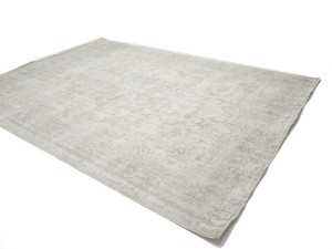 Antique Muted Cream Floral 9'5X12'8 Distressed Vintage Oriental Rug