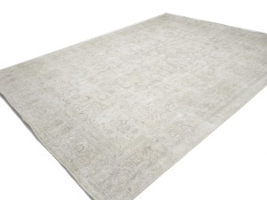Antique Muted Cream Floral 9'5X12'8 Distressed Vintage Oriental Rug