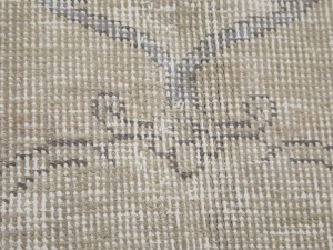 Antique Muted Beige Floral 9X12 Distressed Vintage Oriental Rug