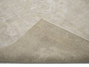 Antique Muted Beige Floral 9X12 Distressed Vintage Oriental Rug