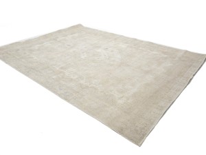 Antique Muted Beige Floral 9X12 Distressed Vintage Oriental Rug