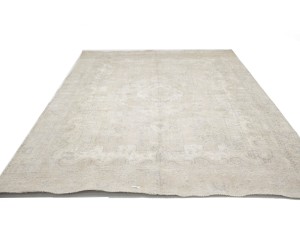 Antique Muted Beige Floral 9X12 Distressed Vintage Oriental Rug