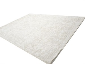 Antique Muted Beige Floral 9'6X12'3 Distressed Vintage Oriental Rug