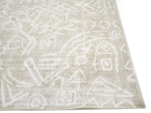 Antique Muted Beige Floral 9'6X12'3 Distressed Vintage Oriental Rug
