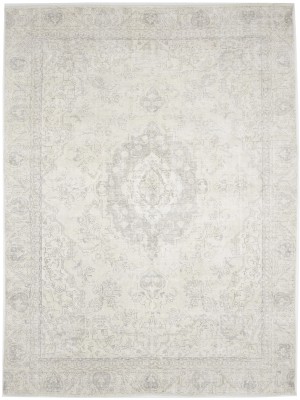 Antique Muted Beige Floral 8'5X11'7 Distressed Vintage Oriental Rug