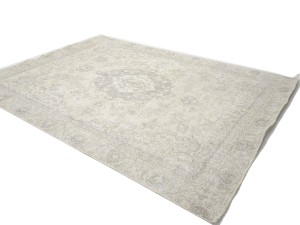 Antique Muted Beige Floral 8'5X11'7 Distressed Vintage Oriental Rug