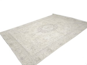 Antique Muted Beige Floral 8'5X11'7 Distressed Vintage Oriental Rug