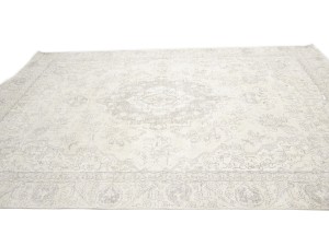 Antique Muted Beige Floral 8'5X11'7 Distressed Vintage Oriental Rug