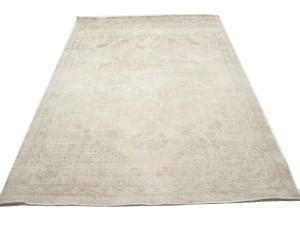 Antique Muted Beige Floral 8X11 Distressed Vintage Oriental Rug