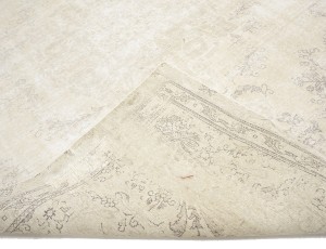 Antique Muted Beige Floral 8X11 Distressed Vintage Oriental Rug