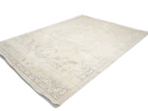 Antique Muted Beige Floral 8X11 Distressed Vintage Oriental Rug