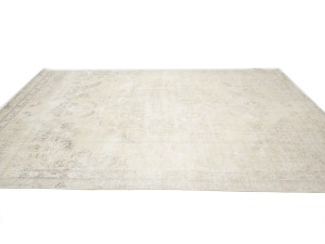 Antique Muted Beige Floral 8X11 Distressed Vintage Oriental Rug