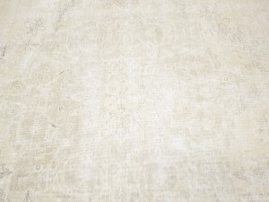Antique Muted Beige Floral 8X11 Distressed Vintage Oriental Rug