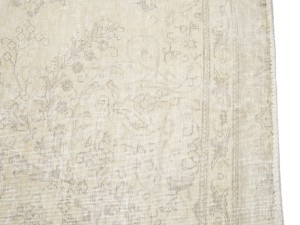 Antique Muted Beige Floral 8X11 Distressed Vintage Oriental Rug