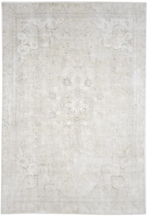 Antique Muted Beige Floral 8X12 Distressed Vintage Oriental Rug