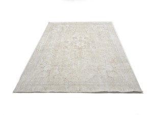 Antique Muted Beige Floral 8X12 Distressed Vintage Oriental Rug