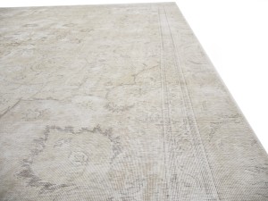 Antique Muted Beige Floral 8X12 Distressed Vintage Oriental Rug