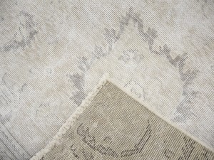 Antique Muted Beige Floral 8X12 Distressed Vintage Oriental Rug