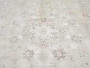 Antique Muted Beige Floral 8X12 Distressed Vintage Oriental Rug