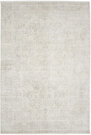Antique Muted Beige Floral 6'4X9'5 Distressed Vintage Oriental Rug