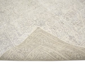 Antique Muted Beige Floral 6'4X9'5 Distressed Vintage Oriental Rug
