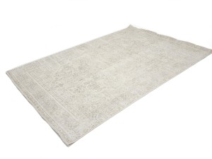 Antique Muted Beige Floral 6'4X9'5 Distressed Vintage Oriental Rug