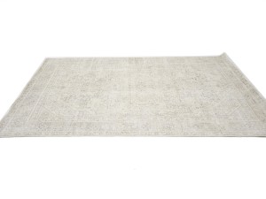 Antique Muted Beige Floral 6'4X9'5 Distressed Vintage Oriental Rug