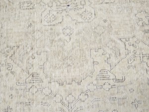 Antique Muted Beige Floral 6'4X9'5 Distressed Vintage Oriental Rug