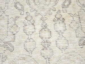 Antique Muted Beige Floral 6'4X9'5 Distressed Vintage Oriental Rug