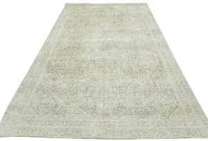 Antique Muted Beige Floral 5X8 Distressed Vintage Oriental Rug