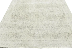 Antique Muted Beige Floral 5X8 Distressed Vintage Oriental Rug