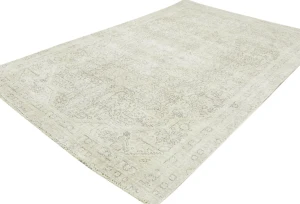 Antique Muted Beige Floral 5X8 Distressed Vintage Oriental Rug
