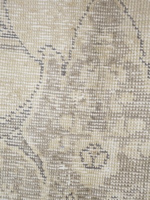 Antique Muted Beige Floral 9'5X12'7 Distressed Vintage Oriental Rug