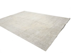 Antique Muted Beige Floral 9'5X12'7 Distressed Vintage Oriental Rug