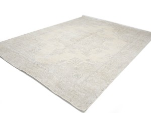 Antique Muted Beige Floral 9'5X12'7 Distressed Vintage Oriental Rug