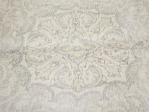 Antique Muted Beige Floral 9'5X12'7 Distressed Vintage Oriental Rug