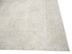 Antique Muted Beige Floral 9'5X12'7 Distressed Vintage Oriental Rug