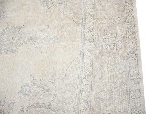 Antique Muted Beige Floral 9'5X12'7 Distressed Vintage Oriental Rug