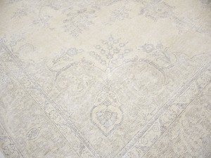 Antique Muted Beige Floral 9'5X12'7 Distressed Vintage Oriental Rug