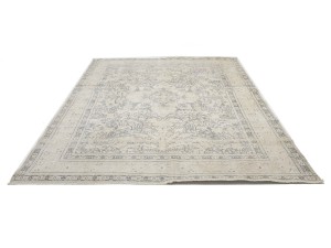 Antique Muted Beige Floral 8'5X11'5 Distressed Vintage Oriental Rug