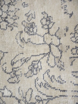 Antique Muted Beige Floral 8'5X11'5 Distressed Vintage Oriental Rug