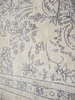 Antique Muted Beige Floral 8'5X11'5 Distressed Vintage Oriental Rug