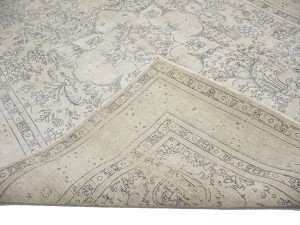 Antique Muted Beige Floral 8'5X11'5 Distressed Vintage Oriental Rug